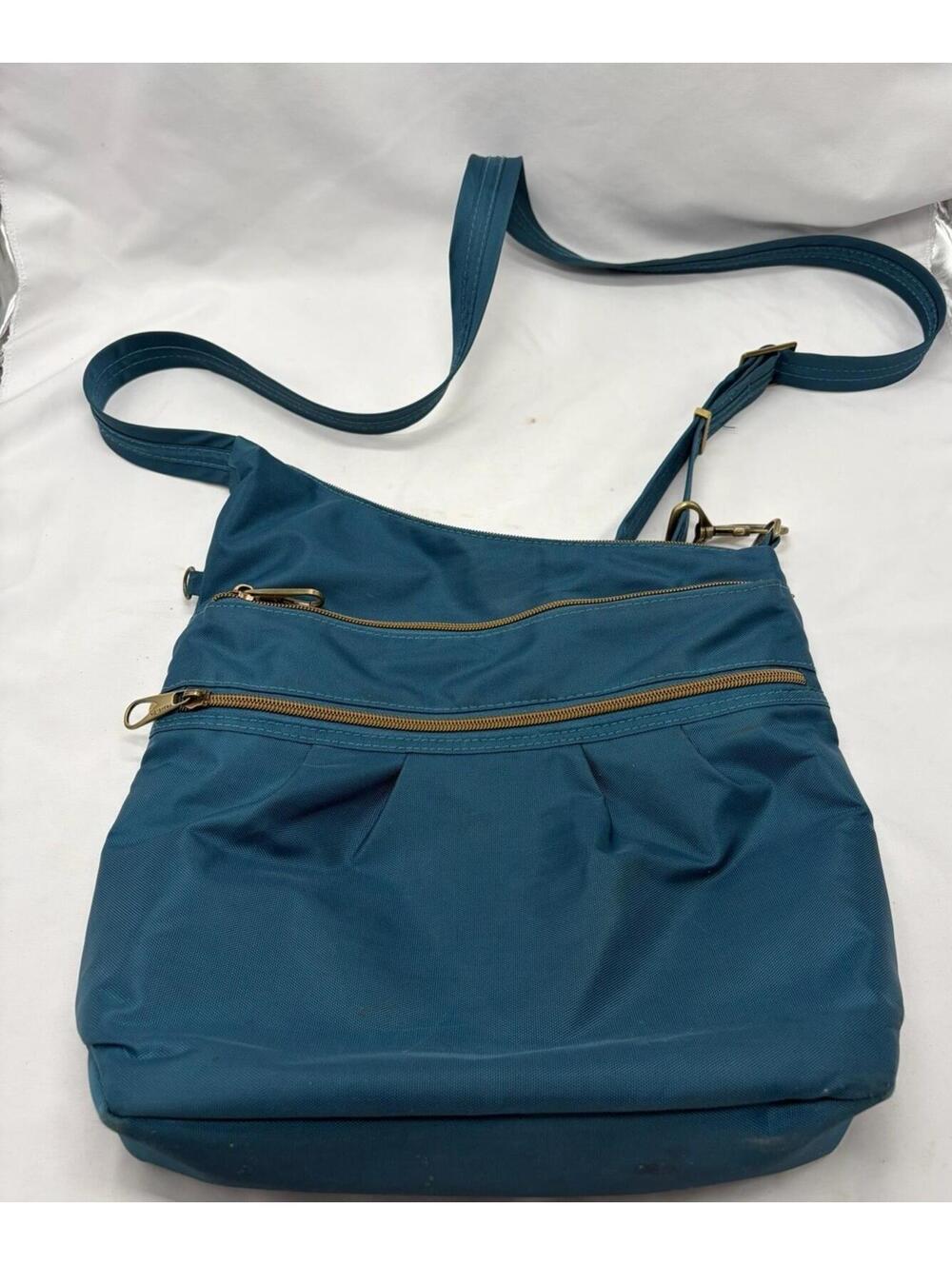 Travelon Anti-Theft Signature 3 Bag Teal Aqua Multi Zippered Crossbody Purse